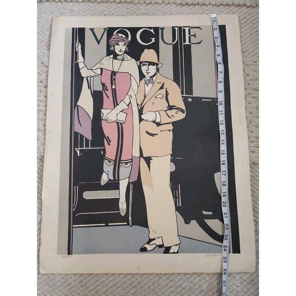 Vintage 20x26 Inch VOGUE Lithograph by Leslie Andrews Art Deco Signed 4/375 RARE - Picture 9 of 11
